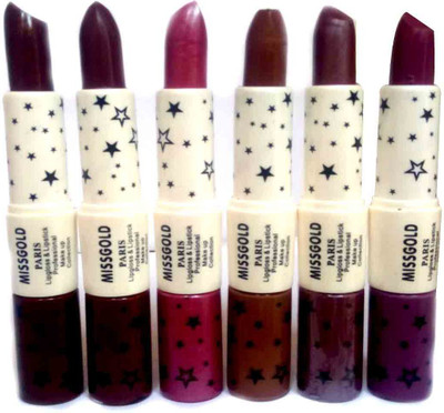 

Miss Gold Perfect 2 in 1 Lipstick and Lipgloss (Pack of 6) - A2(Multicolor, 4.2 g)