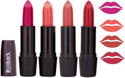 

Rythmx Spark Color Shimmer Mazanta ,Peach,Lite Brown,Redish Red Shades Lipstick Combo 9867(Red)