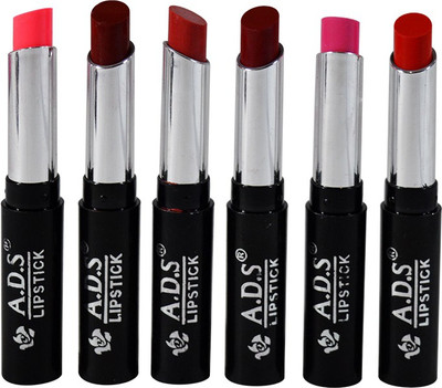 ADS Glossy & Shine Lipstick Pack of 6(GPTGU-A6, 3 g)