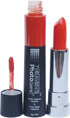 

7 Heaven's Color Intense Lipstick & Color Stay Lip Gloss(Sinful Orange, 7 ml)