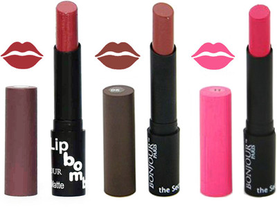Bonjour Paris Super Matte Lipstick Combo 120(Multicolor,, 10.5 g)