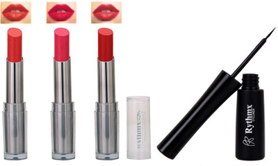 

Rythmx Super Matte Lipstick With Long Stay Black Eyeliner 1602(Pink)