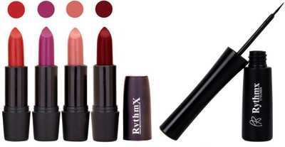 

Rythmx Super Matte Lipstick With Long Stay Black Eyeliner 1602(Peach)