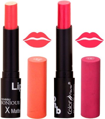 Color Fever Peach Creamy Matte Offer Lipstick Set-14-16(Purple, Pink, 7 g)