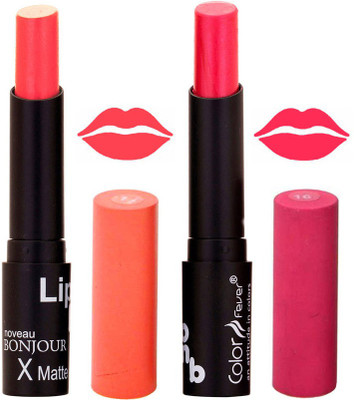 

Color Fever Peach Creamy Matte Offer Lipstick Set-14-16(Purple, Pink, 7 g)