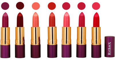 

Rythmx Premium Lipstick Combo (Pack of 7)(Shimmer Pink,Maroon,Peach,Frosty,Light Pink,Mazanta pink,Redish Pink)