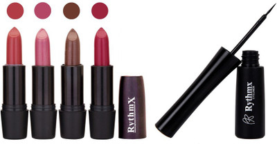 

Rythmx Super Matte Lipstick With Long Stay Black Eyeliner 1602(Red)