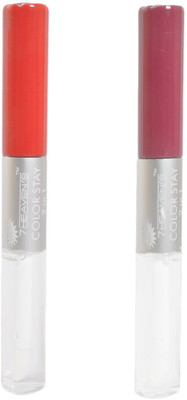 

7 Heaven's Color Stay 2 In 1 Waterproof Liquid Lipstick(Shade-(HotRed-04 RoseBlush-17))