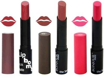 BONJOUR PARIS Super Matte Lipstick Combo 121(Multicolor,, 10.5 g)