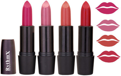 

Rythmx Spark Color Mazanta,Shimmer Purple,Lite Brown,Redish Red Shades Lipstick Combo 9869(Purple)