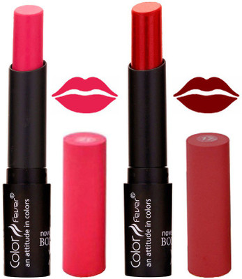 

Color Fever Pink Creamy Matte Offer Lipstick Set-12-17(Pink, Maroon, 7 g)