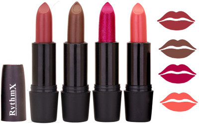 

Rythmx Spark Color Lite Brown,Dark Brown,Shimmer Mazanta,Peach Shades Lipstick Combo 9873(Brown)