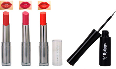 

Rythmx Super Matte Lipstick With Long Stay Black Eyeliner 1602(Red)