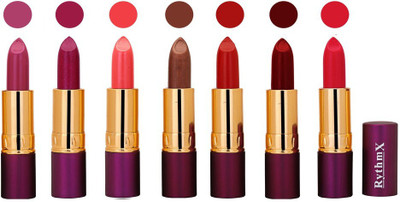 

Rythmx Premium Lipstick Combo (Pack of 7)(Shimmer Mazanta,Peaches Pink,Brown,Red,Maroon,Pink)