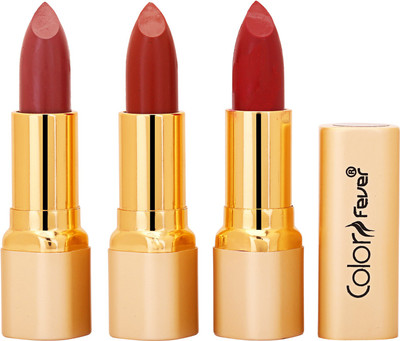 

Color Fever Non Transfer Premium Soft Matte Lipstick Set of 3 ( Mauve Dry Orange Red Colors) 057(Multicolor, 12.6 g)
