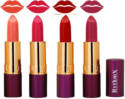 

Rythmx Peach,Mazanta,Redish,Purple Lipstick Combo 5101(Multicolor)