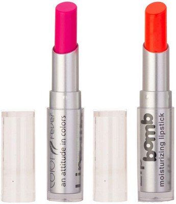 Color Fever Creamy Matte Limited Offer77160423Neon Pink, Neon Orange Lipstick Set(Neon Pink, Neon Orange, 6.4 g)