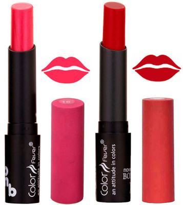 

Color Fever Pink Creamy Matte Offer Lipstick Set-16-18(Pink, Red)
