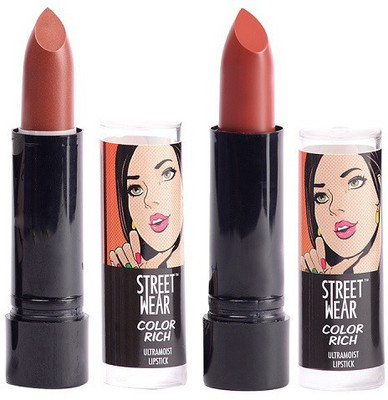 

Street Wear Color Rich Ultra Moist Lipstick-Chick Cappucino and Runway Russet,Set of 2(Brown, 4.2 g)