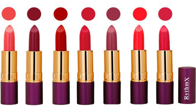 

Rythmx Premium Lipstick Combo (Pack of 7)(Light Pink,Plum,Red,Royal Pink,Voilet,Neon,Pink)