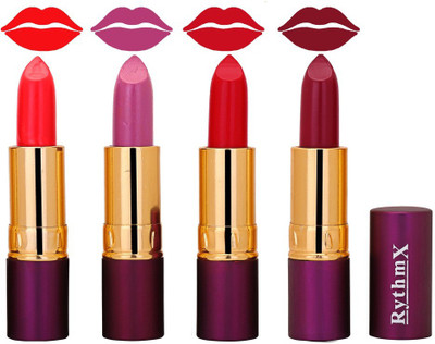 

Rythmx Birght Red,Glowing Purple,Rose Red,Dark pink Shades Lipstick Combo 5106(Multicolor)
