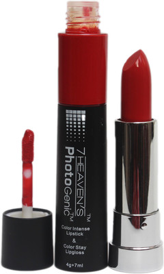

7 Heaven's Color Intense Lipstick & Color Stay Lip Gloss(Cherry Red, 7 ml)