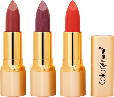 

Color Fever Non Transfer Premium Soft Matte Lipstick Set of 3 ( Mauve Plum Orange Colors) 085(Multicolor, 12.6 g)