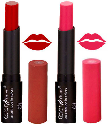 

Color Fever Red Creamy Matte Offer Lipstick Set-09-12(Red, Pink, 7 g)