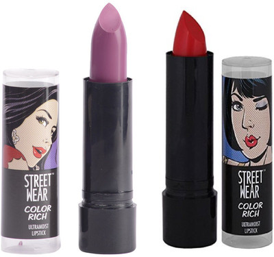 Street Wear Mystic Mauve & Reviting Rouge Setof2 Lipstick(Multi, 4 g)