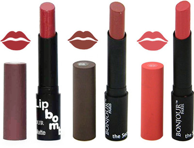 

Bonjour Paris Super Matte Lipstick Combo 123(Multicolor,, 10.5 g)
