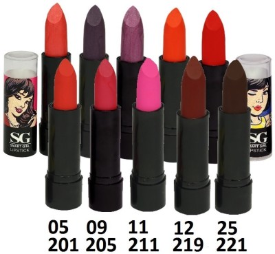 

Amura Smart Girl LipStick Set of 10 (05,09,11,12,25,201,205,211,219,221)(09,11,12,25,201,205,211,219,221, 4.5 g)