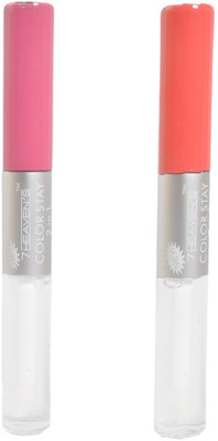 

7 Heaven's Color Stay 2 In 1 Waterproof Liquid Lipstick(Shade-(PINK MY WAY-21)(APRICOT-19), 9.2 g)