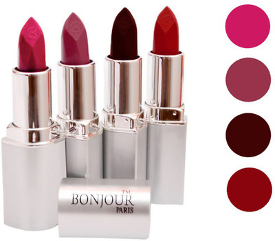 

Bonjour Paris Lipstick Hot Combo(Pink, Mauve, Mehroon, Neon Red, 16 g)