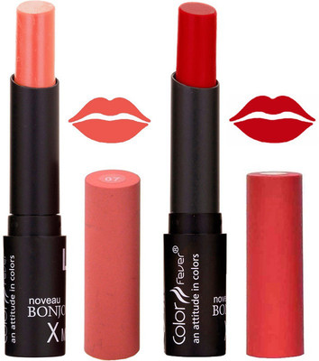 

Color Fever Peach Creamy Matte Offer Lipstick Set-07-18(Peach, Red, 7 g)