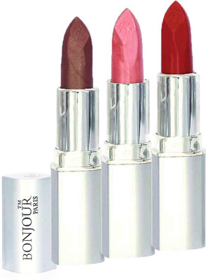 

Bonjour Paris Professional 042 Coffee,Light Pink,Brick Red Lipstick(Coffee, Light Pink, Brick Red, 11.4 g)