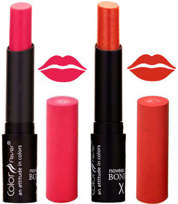 

Color Fever Pink Creamy Matte Offer Lipstick Set-12-15(Pink, Brick Orange, 7 g)