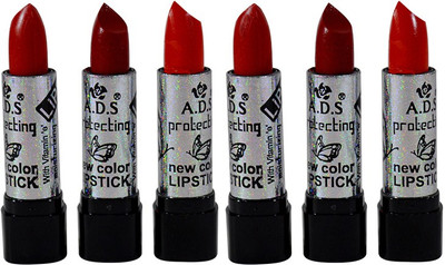 

ADS Moisture Protecting Red Matt Lipstick Pack of 6(PHPP, 3 g)