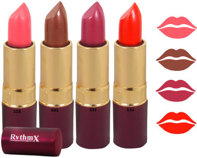 

Rythmx Spark Color Lite Pink,Brown,Mauve,Orange Shades Lipstick Combo 9862(Orange)