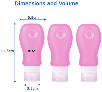 

Meded Silicone Travel Tubes Large Size Pink (set of 3) 89 ml Shampoo, Conditioner, Lotion Dispenser(Pink)