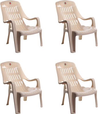 Cello Plastic Outdoor Chair(Beige, Set of 4)