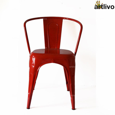 

Artlivo Artlivo Red French Style Bistro Arm Chair Metal Living Room Chair(Finish Color - Red)