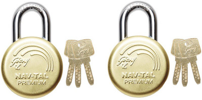 

Godrej NAVTAL PREMIUM DELUXE HARDENED BRASS 3 KEYS ) PACK OF 2 Padlock(GOLDEN)