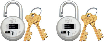 

Godrej ROUND 10 LEVERS PACK OF 2 Padlock(Silver)
