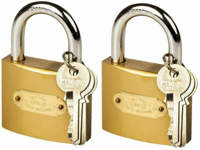 

DOCOSS Pack Of 2-Door Shutter Lock 63 mm 3 keys Solid good quality & Hardened Padlock(Gold)