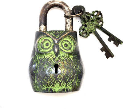 

Handecor Owl Design Green Coated Functional Padlock(Deep Black, Green)