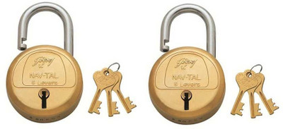 

Godrej NAVTAL BRASS 6 LEVERS PACK OF 2 Padlock(GOLDEN)