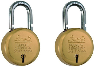 

Link+ BRASS ROUND LOCK 57MM PACK OF 2 Padlock(GOLDEN)