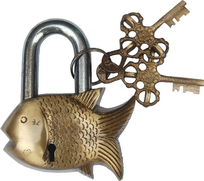 

Aakrati Door of Fish Figure Made of Brass Padlock(Brown)