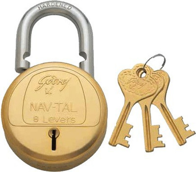 

Godrej NAVTAL DELUXE HARDENED 8 LEVERS (3 KEYS) Padlock(GOLDEN)