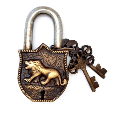 

Handecor Designer Tiger Engraved Golden Functional Padlock(Golden)